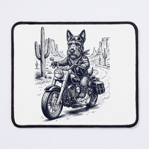 Artikelvorschau, Vintage Scottish Terrier fährt Motorrad Moto Western Cowboy Hundeliebhaber entworfen und verkauft von DoodleTortle.