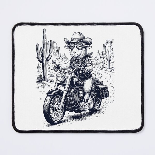 Item preview, Vintage Sheep Riding Motorbike Moto Western Cowboy Animal Lover designed and sold by DoodleTortle.