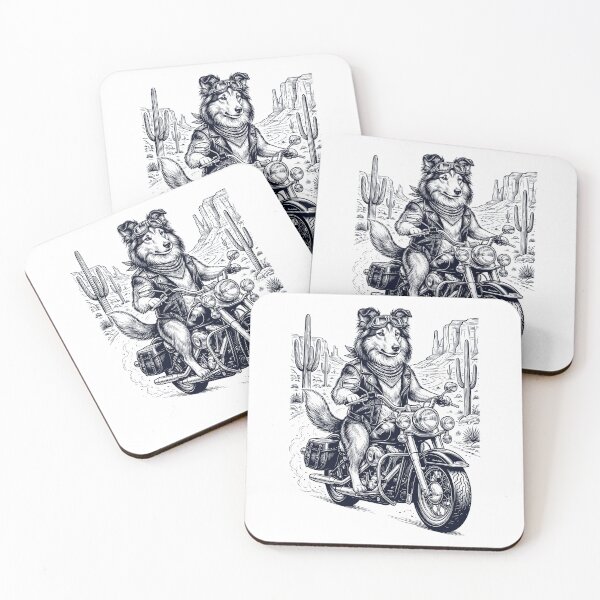 Item preview, Vintage Shetland Sheepdog Riding Motorbike Moto Western Cowboy Dog Lover designed and sold by DoodleTortle.