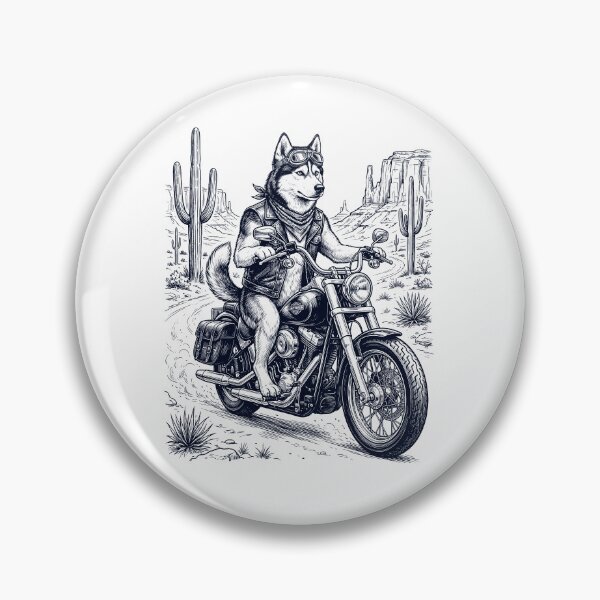 Item preview, Vintage Siberian Husky Riding Motorbike Moto Western Cowboy Dog Lover designed and sold by DoodleTortle.