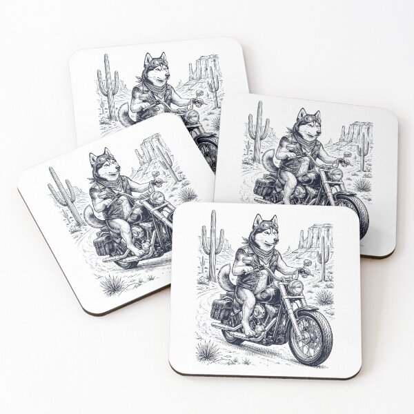 Item preview, Vintage Siberian Husky Riding Motorbike Moto Western Cowboy Dog Lover designed and sold by DoodleTortle.