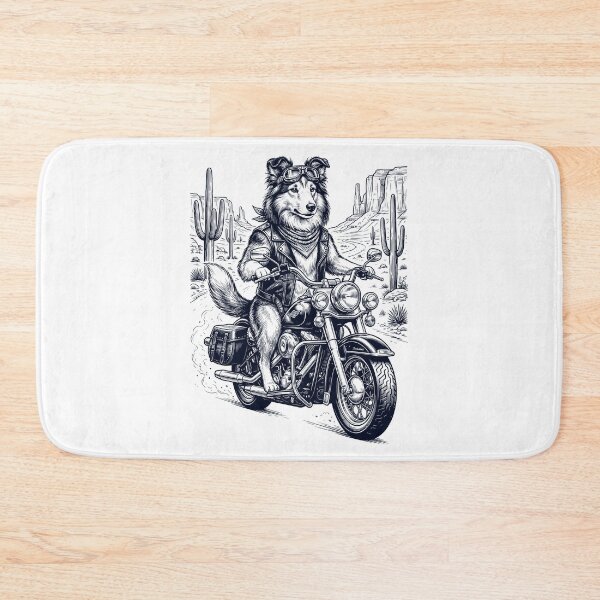 Item preview, Vintage Shetland Sheepdog Riding Motorbike Moto Western Cowboy Dog Lover designed and sold by DoodleTortle.