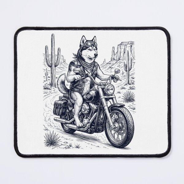 Item preview, Vintage Siberian Husky Riding Motorbike Moto Western Cowboy Dog Lover designed and sold by DoodleTortle.