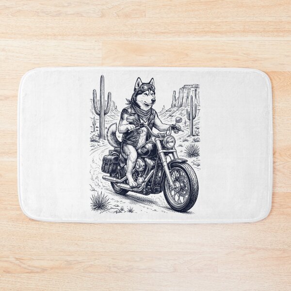 Item preview, Vintage Siberian Husky Riding Motorbike Moto Western Cowboy Dog Lover designed and sold by DoodleTortle.