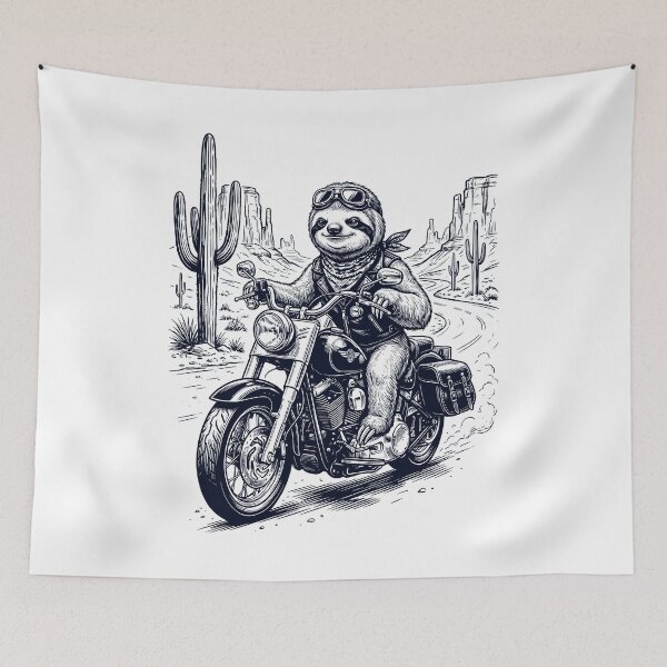 Item preview, Vintage Sloth Riding Motorbike Moto Western Cowboy Animal Lover designed and sold by DoodleTortle.