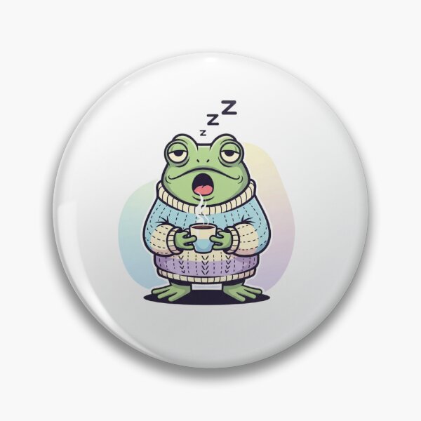 Item preview, Sleepy Coffee Frog Sticker | Tired Kawaii Frog Needs Caffeine Cartoon designed and sold by MMK1SHOP.