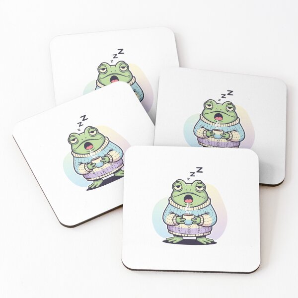 Item preview, Sleepy Coffee Frog Sticker | Tired Kawaii Frog Needs Caffeine Cartoon designed and sold by MMK1SHOP.