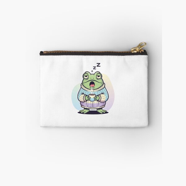 Item preview, Sleepy Coffee Frog Sticker | Tired Kawaii Frog Needs Caffeine Cartoon designed and sold by MMK1SHOP.