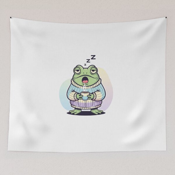 Item preview, Sleepy Coffee Frog Sticker | Tired Kawaii Frog Needs Caffeine Cartoon designed and sold by MMK1SHOP.