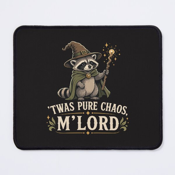 Item preview, Twas Pure Chaos My Lord Funny Raccoon Wizard Meme Graphic designed and sold by kiralynstration.