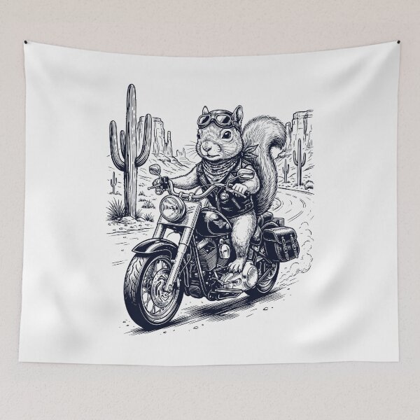 Item preview, Vintage Squirrel Riding Motorbike Moto Western Cowboy Animal Lover designed and sold by DoodleTortle.