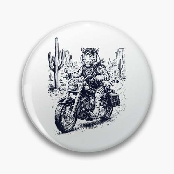 Item preview, Vintage Tiger Riding Motorbike Moto Western Cowboy Animal Lover designed and sold by DoodleTortle.