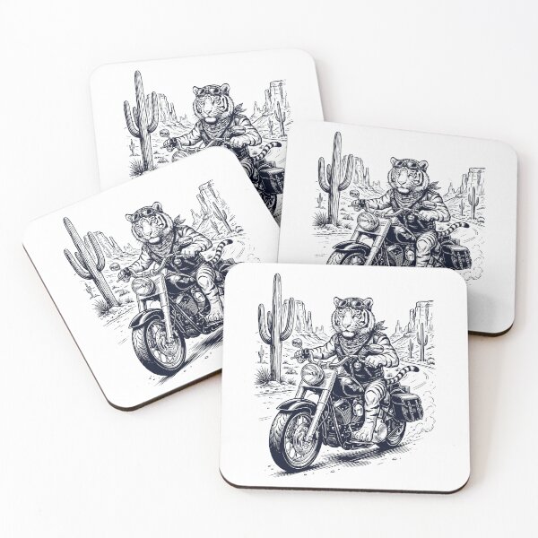 Item preview, Vintage Tiger Riding Motorbike Moto Western Cowboy Animal Lover designed and sold by DoodleTortle.