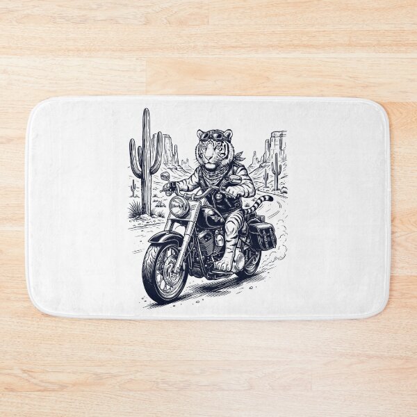 Item preview, Vintage Tiger Riding Motorbike Moto Western Cowboy Animal Lover designed and sold by DoodleTortle.