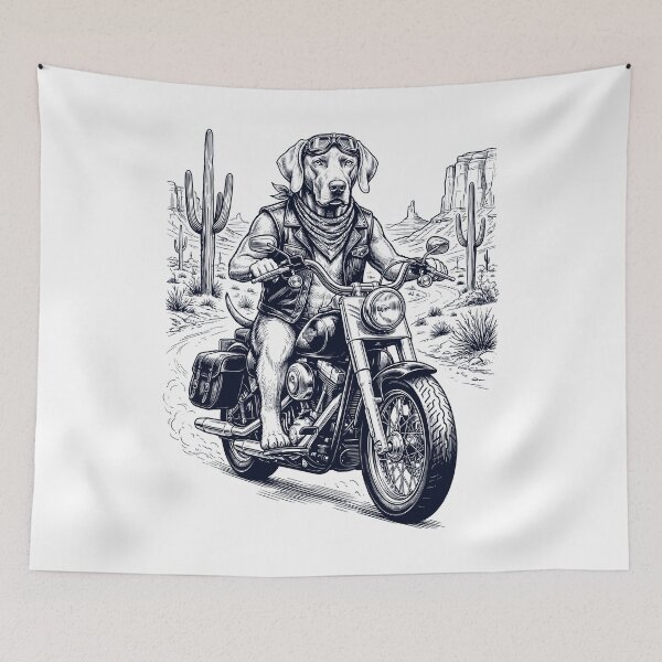 Item preview, Vintage Weimaraner Riding Motorbike Moto Western Cowboy Dog Lover designed and sold by DoodleTortle.
