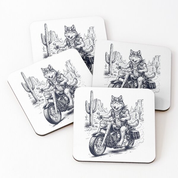 Item preview, Vintage Wolf Riding Motorbike Moto Western Cowboy Animal Lover designed and sold by DoodleTortle.
