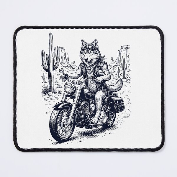 Item preview, Vintage Wolf Riding Motorbike Moto Western Cowboy Animal Lover designed and sold by DoodleTortle.