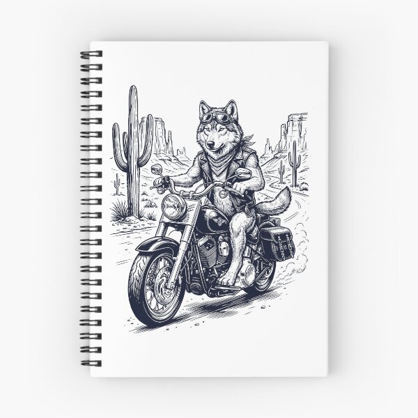Item preview, Vintage Wolf Riding Motorbike Moto Western Cowboy Animal Lover designed and sold by DoodleTortle.