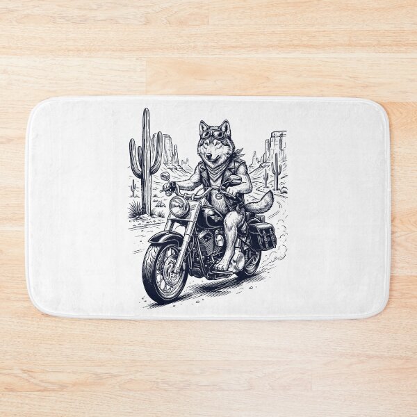 Item preview, Vintage Wolf Riding Motorbike Moto Western Cowboy Animal Lover designed and sold by DoodleTortle.