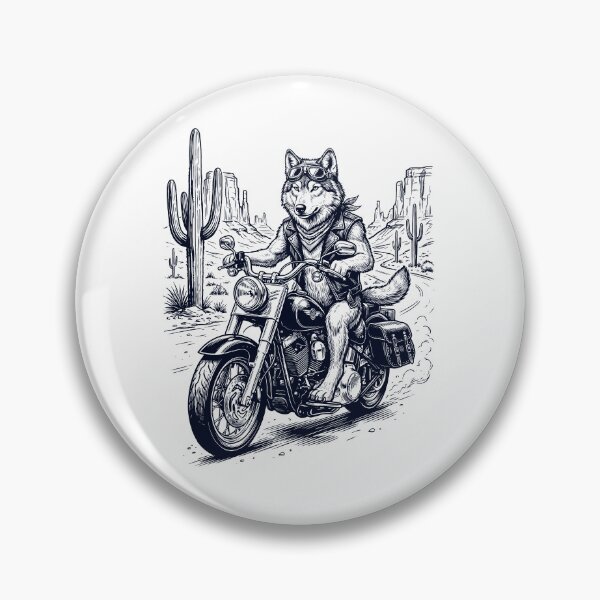 Item preview, Vintage Wolf Riding Motorbike Moto Western Cowboy Animal Lover designed and sold by DoodleTortle.