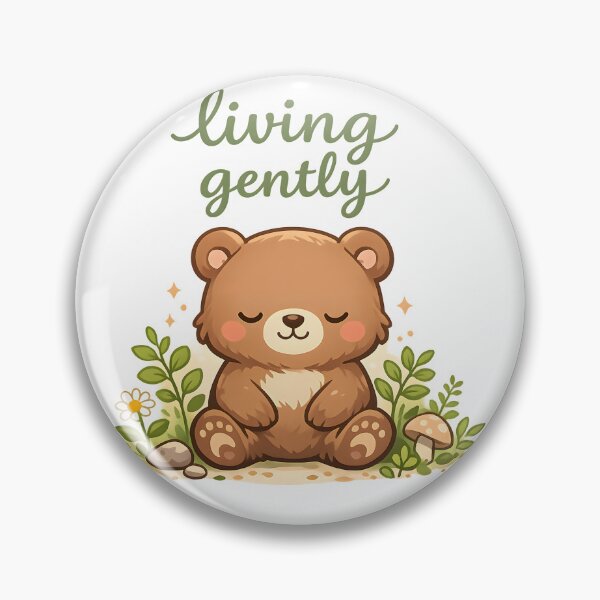 Item preview, "Living Gently" | Peaceful Teddy Bear & Cottagecore Mindfulness Art designed and sold by Naviora.
