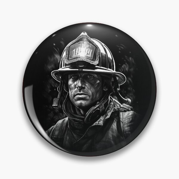 Item preview, Firefighter Portrait Black and White Hero Art designed and sold by inkoutninja.