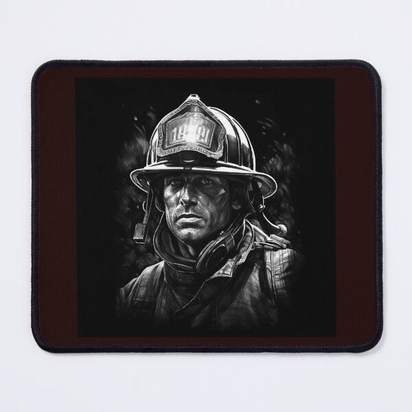 Item preview, Firefighter Portrait Black and White Hero Art designed and sold by inkoutninja.