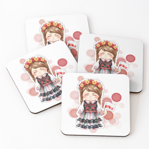 Item preview, Polish Girl in Traditional Folk Costume Holding Poland Flag designed and sold by iamKRUK.