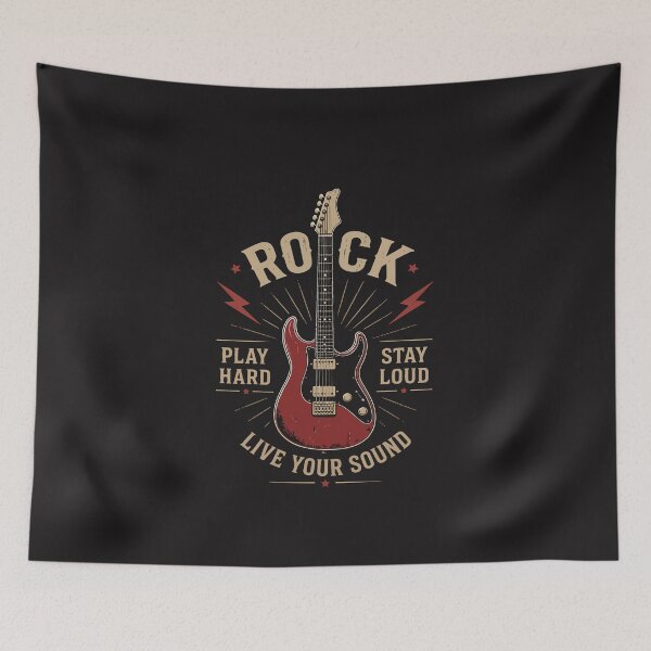 Item preview, Electric Guitar Rock Vintage Play Hard Stay Loud Guitarist Band Graphic designed and sold by kiralynstration.