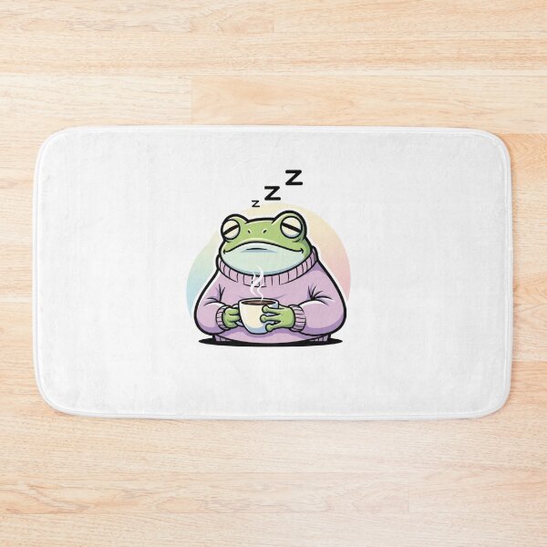 Item preview, Exhausted Cozy Frog with Coffee Mug | Funny Kawaii Morning Mood Sticker designed and sold by MMK1SHOP.