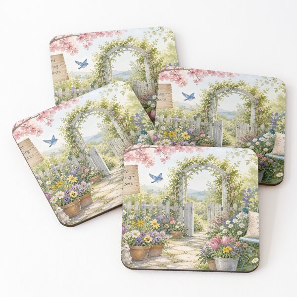 Item preview, Small Gardens Florals in Spring Whimsy Outdoors Watercolor Art Print, Cottagecore Garden Wall Decor, Floral Nature Painting, Spring Aesthetic Poster designed and sold by Bhaskar Digital Art.
