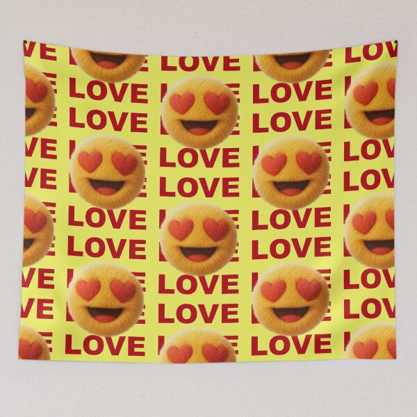 Item preview, Fluffy love smiley with heart eyes typography designed and sold by Mauswohn.