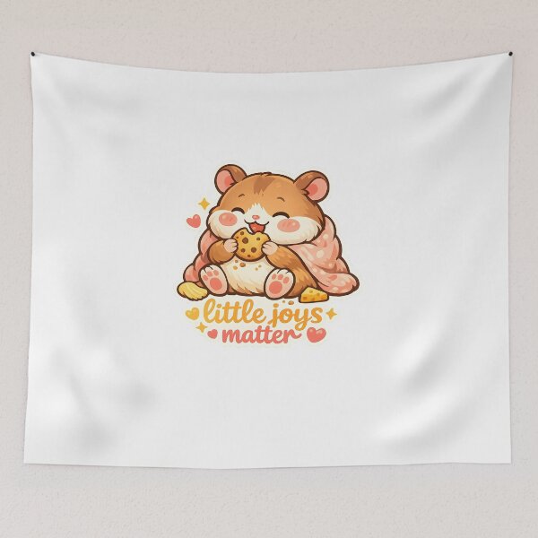 Item preview, "Little Joys Matter" | Cute Hamster & Cozy Cookie Aesthetic Art designed and sold by Naviora.