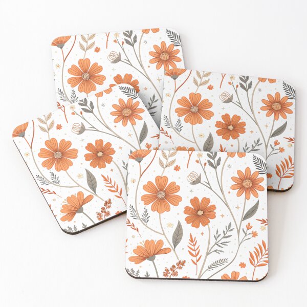 Item preview, Minimal Orange Floral Seamless Pattern designed and sold by Studio Atharv.