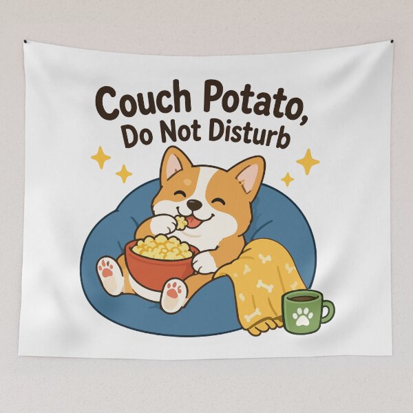 Item preview, Couch Potato Corgi Dog Quote Sticker – Cute Lazy Corgi Do Not Disturb Sticker designed and sold by Olivra.