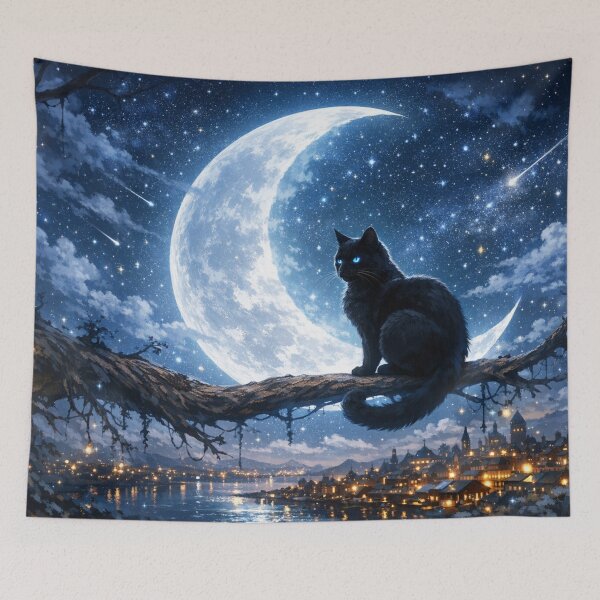 Item preview, Moonlit night with cat designed and sold by Sigtrix.