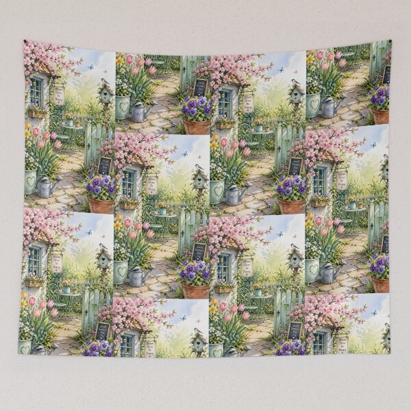 Item preview, Whimsical Spring Garden Watercolor Art, Cottagecore Floral Illustration, Small Garden Big Joy Wall Art, Botanical Nature Print, Pastel Aesthetic Decor designed and sold by Bhaskar Digital Art.