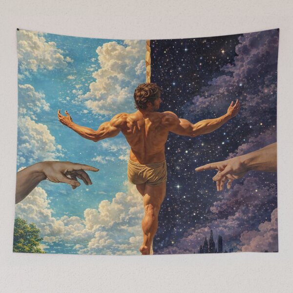 Item preview, Celestial Balance - Creation of Adam Mythological Dualism Art designed and sold by RumiRogue.