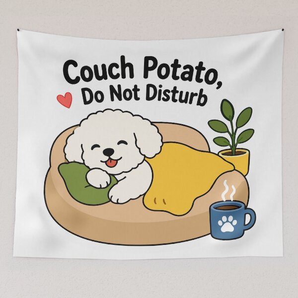 Item preview, Couch Potato Bichon Frisé Dog Sticker – Cute Lazy Bichon Do Not Disturb Quote designed and sold by Olivra.
