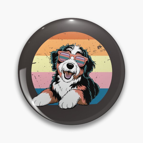 Item preview, Retro Vintage Bernedoodle with Sunglasses Dog Lovers designed and sold by Colorfulman.