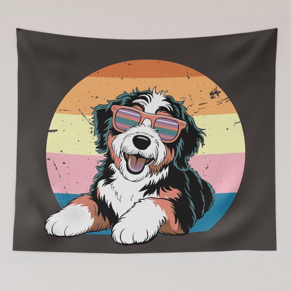 Item preview, Retro Vintage Bernedoodle with Sunglasses Dog Lovers designed and sold by Colorfulman.