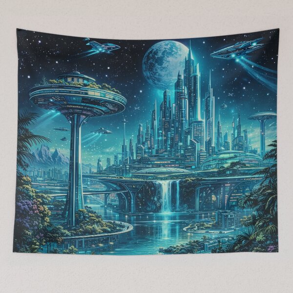 Item preview, Unvan (Title): Utopia - Futuristic Sci-Fi City of Tomorrow Art designed and sold by RumiRogue.