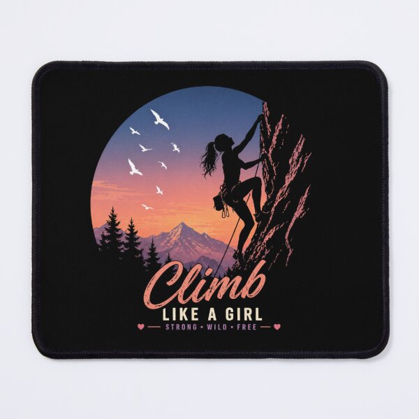 Item preview, Climb Like a Girl – Strong Wild Free | Female Climber Sunset Mountain Design designed and sold by EichStore.
