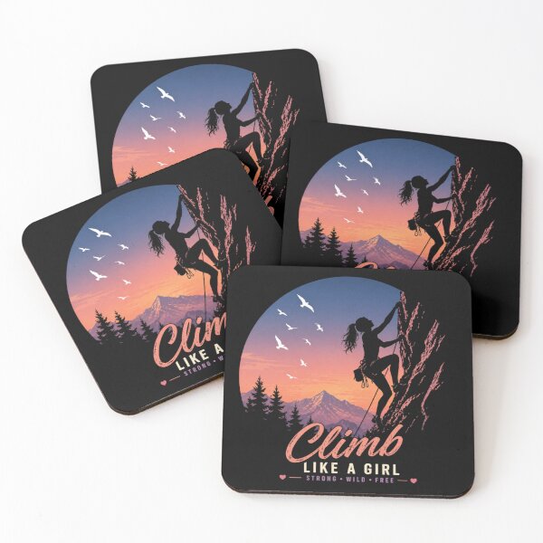 Item preview, Climb Like a Girl – Strong Wild Free | Female Climber Sunset Mountain Design designed and sold by EichStore.