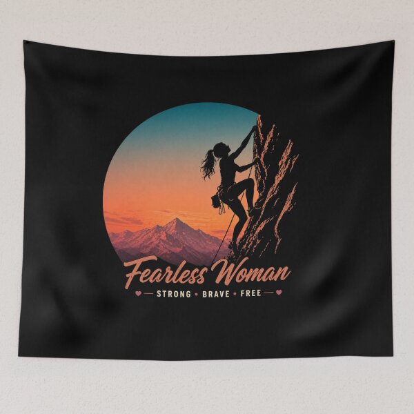Item preview, Fearless Woman – Strong Brave Free | Female Climber Sunset Mountain Design designed and sold by EichStore.