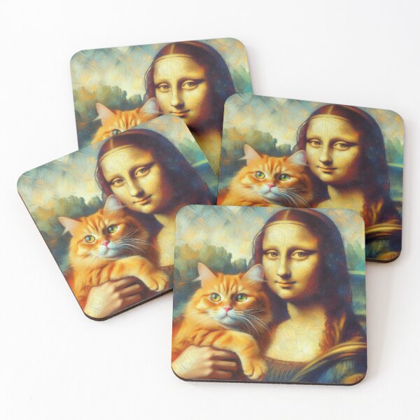 Item preview, Mona Lisa and Ginger Cat Da Vinci painting parody designed and sold by ArtUnova.