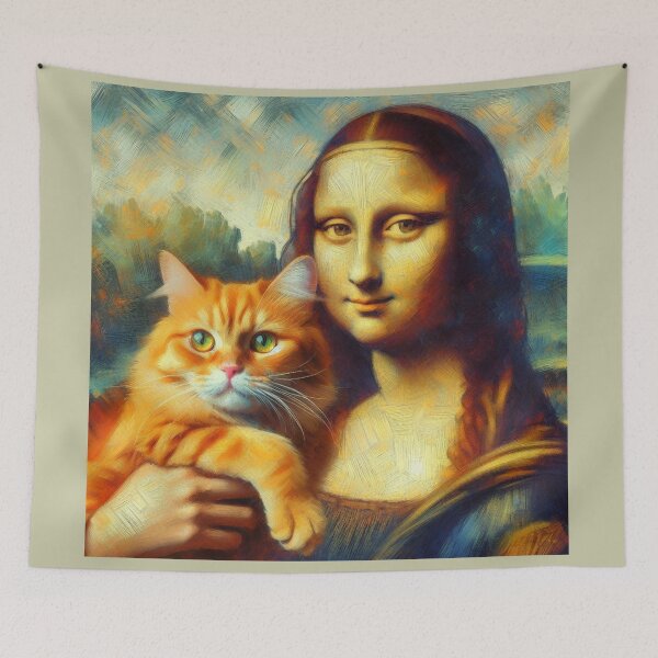 Item preview, Mona Lisa and Ginger Cat Da Vinci painting parody designed and sold by ArtUnova.