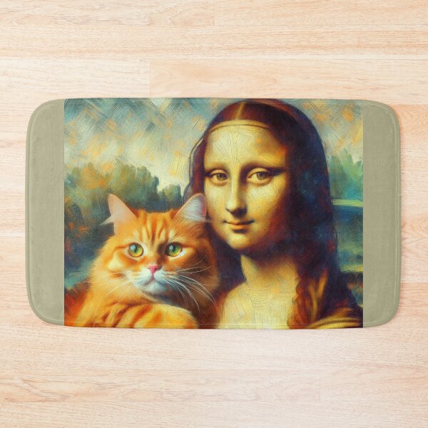 Item preview, Mona Lisa and Ginger Cat Da Vinci painting parody designed and sold by ArtUnova.