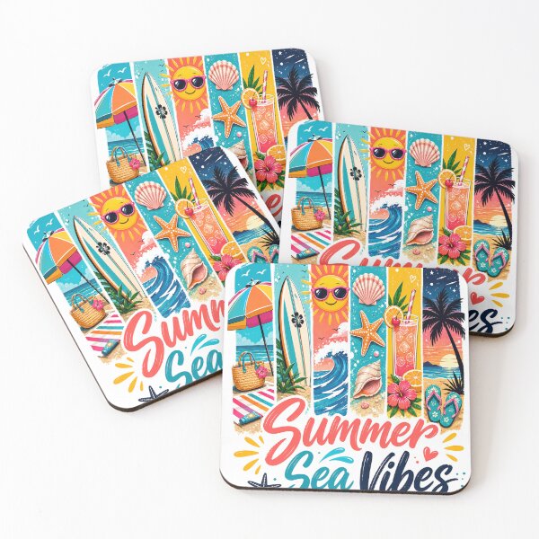 Item preview, Summer Sea Vibes Sticker – Colorful Beach Vacation Retro Summer Design designed and sold by Puraenergia Stickers.