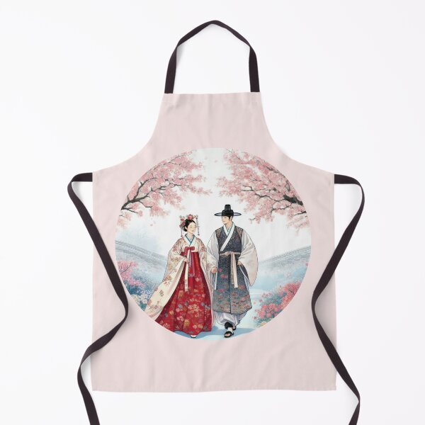 Item preview, Romantic couple walking under cherry blossom trees K-drama in Joseon time designed and sold by NerdiPop.